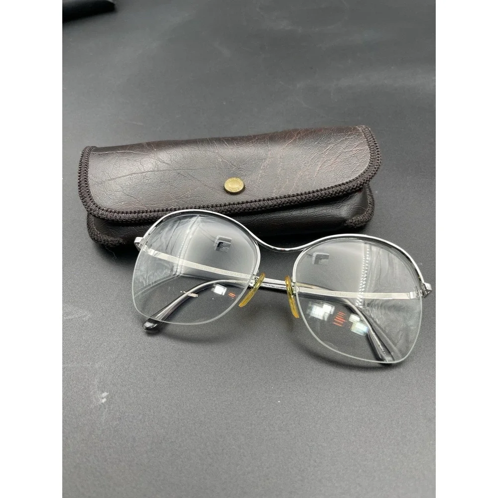 Vintage Tania Flair Optics Eyeglasses Frame Metal Silver Tone Japan RGP 135